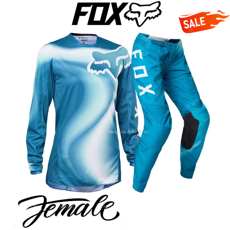 Fox Female Ladies Toxsyk Motocross Dirt Bike Pants & Jersey combo (maui blue)