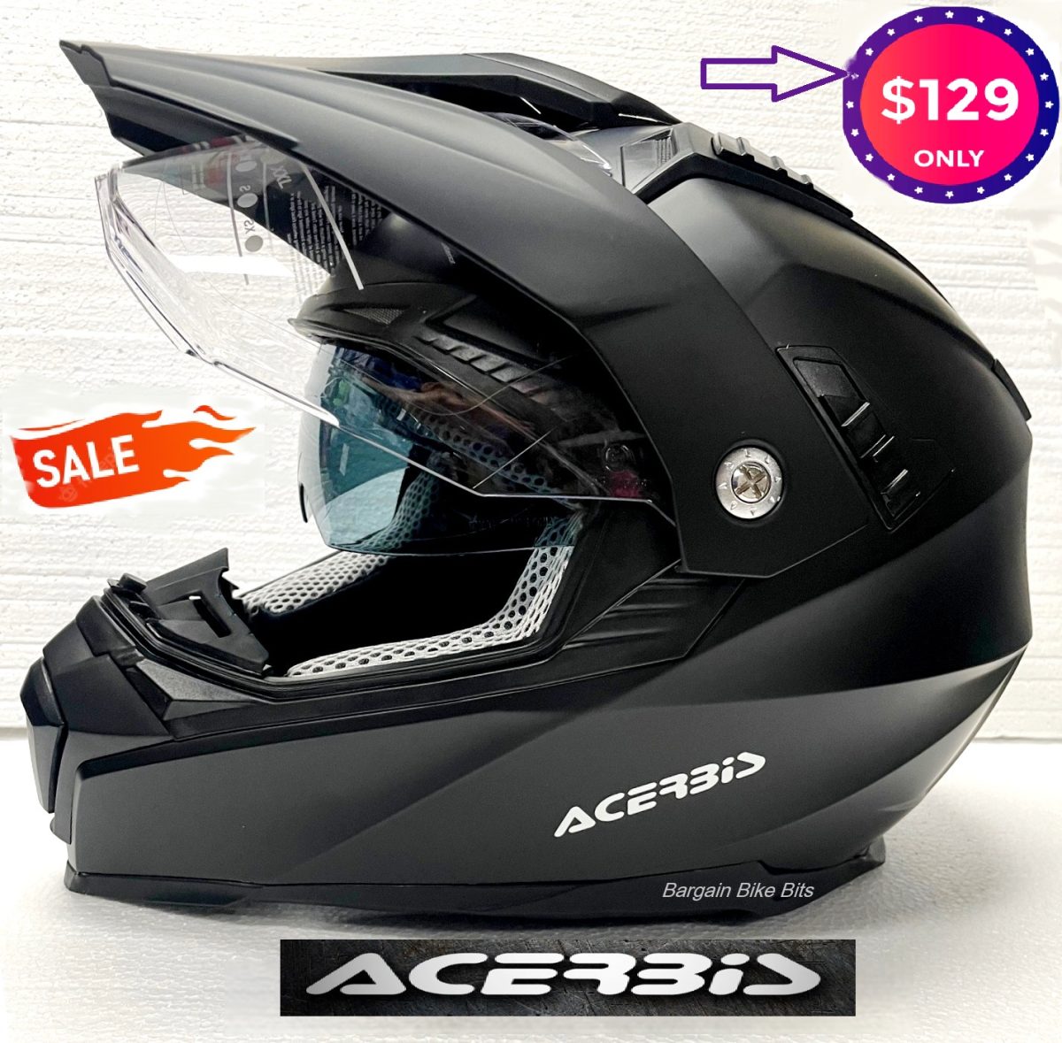 ACERBIS Road/ Off Road/Adventure Motorcycle Helmet Matt black ATV Dirt Bike