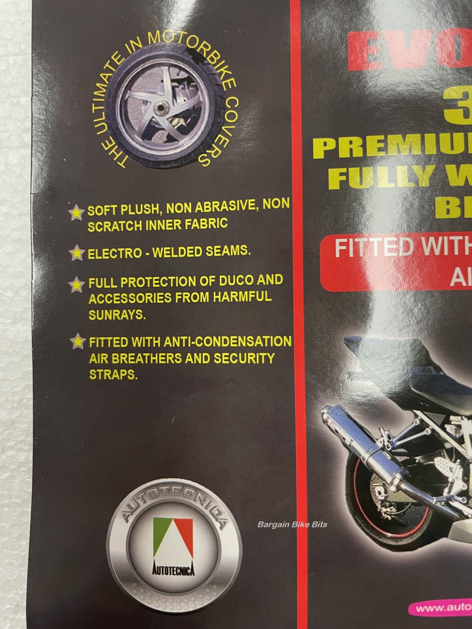 AUTOTECNICA Evolution 3000 Weatherproof Bike Cover LARGE up to 1300cc