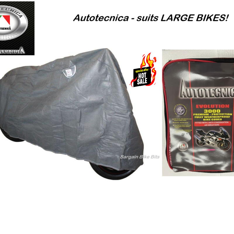 AUTOTECNICA Evolution 3000 Weatherproof Bike Cover LARGE up to 1300cc