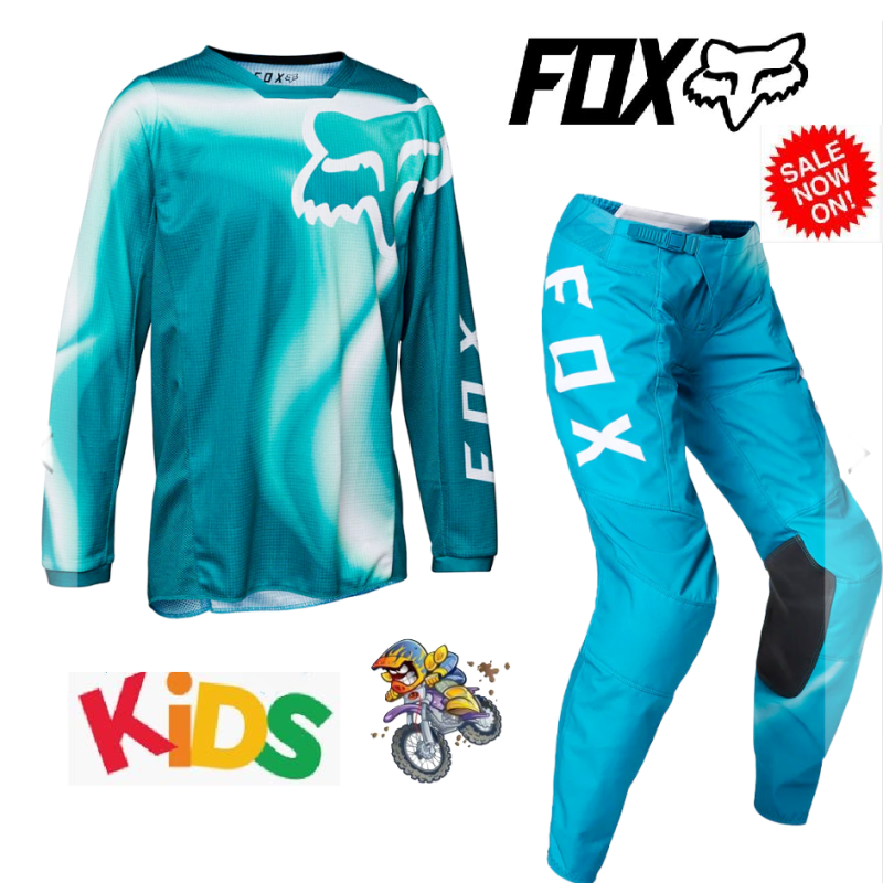 Fox Toxsyk Youth Dirt Bike pants & jersey set Kids BMX MX Motocross Blue