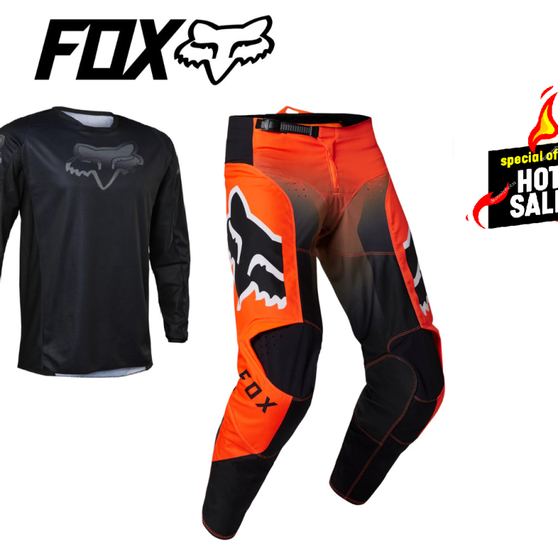 CLEARANCE! Fox 180 Dirt Bike Pants KTM Orange & Fox Blackout Jersey combo #36/XL Mens Motocross Off Road MX Pants