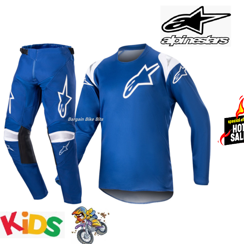 ALPINESTARS Narrin Youth Dirt Bike pants & jersey set Kids BMX MX Motocross Yamaha Blue