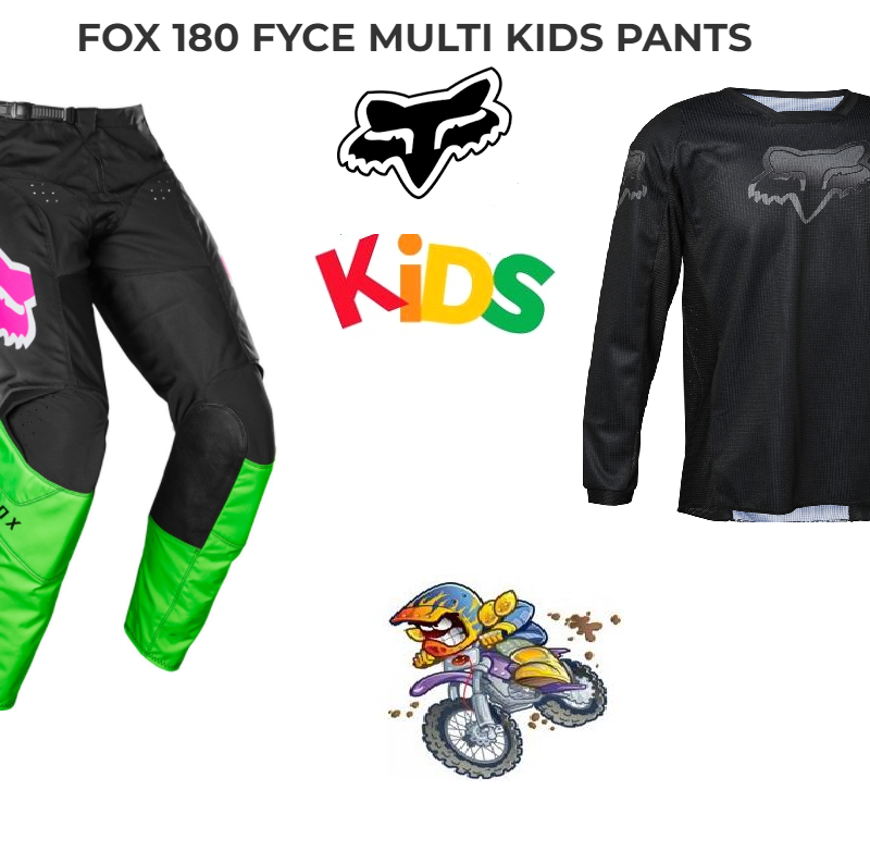 Fox Youth Motocross pants & jersey Set Green/black Kids MX Dirt bike #28/YXL Pants & YM Jersey