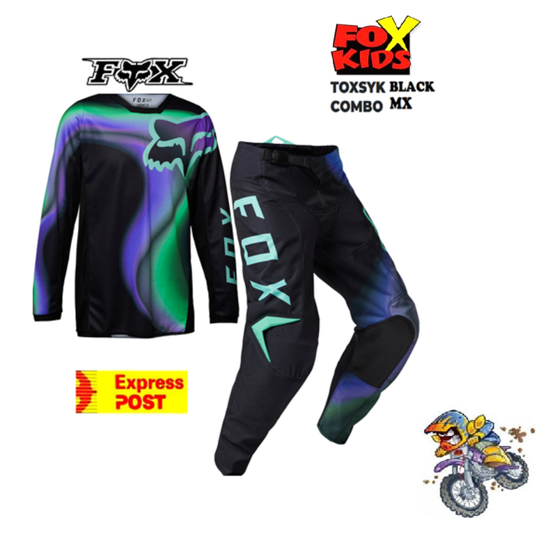 Fox Toxsyk Youth Dirt Bike pants & jersey set Kids BMX MX Motocross Black
