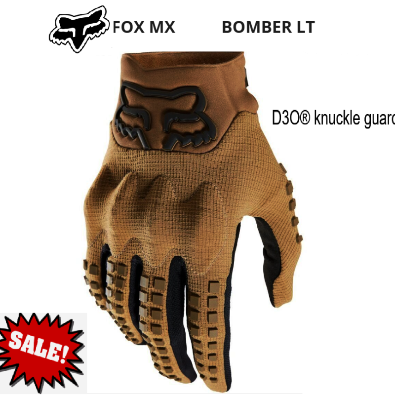 Fox Racing Bomber Lt Dirt Bike Gloves Motocross MX Off-Road Mens (kharki) Large with D30 knuckle protection (Copy)