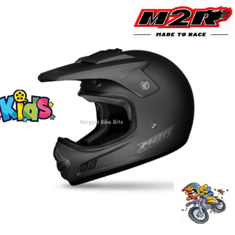 M2R Youth Kids Junior Dirt Bike MX Motocross Helmet Matt Black