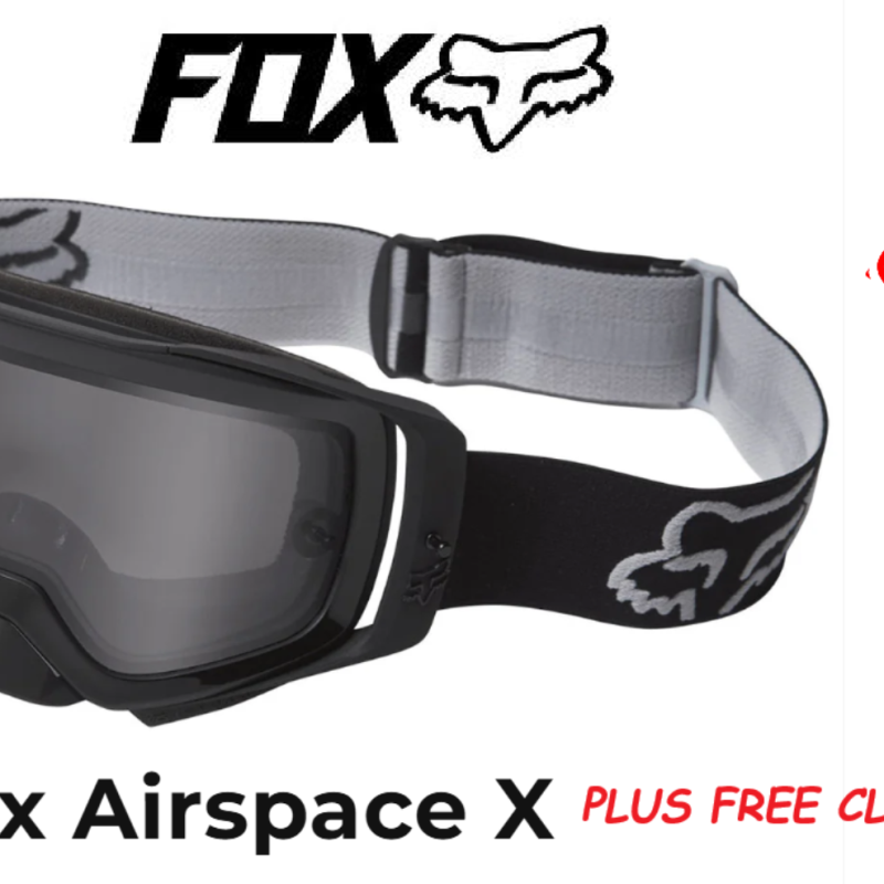 Fox AIRSPACE X Motocross Off Road Dirt Bike Goggles Black/grey & FREE Clear Lens Motocross