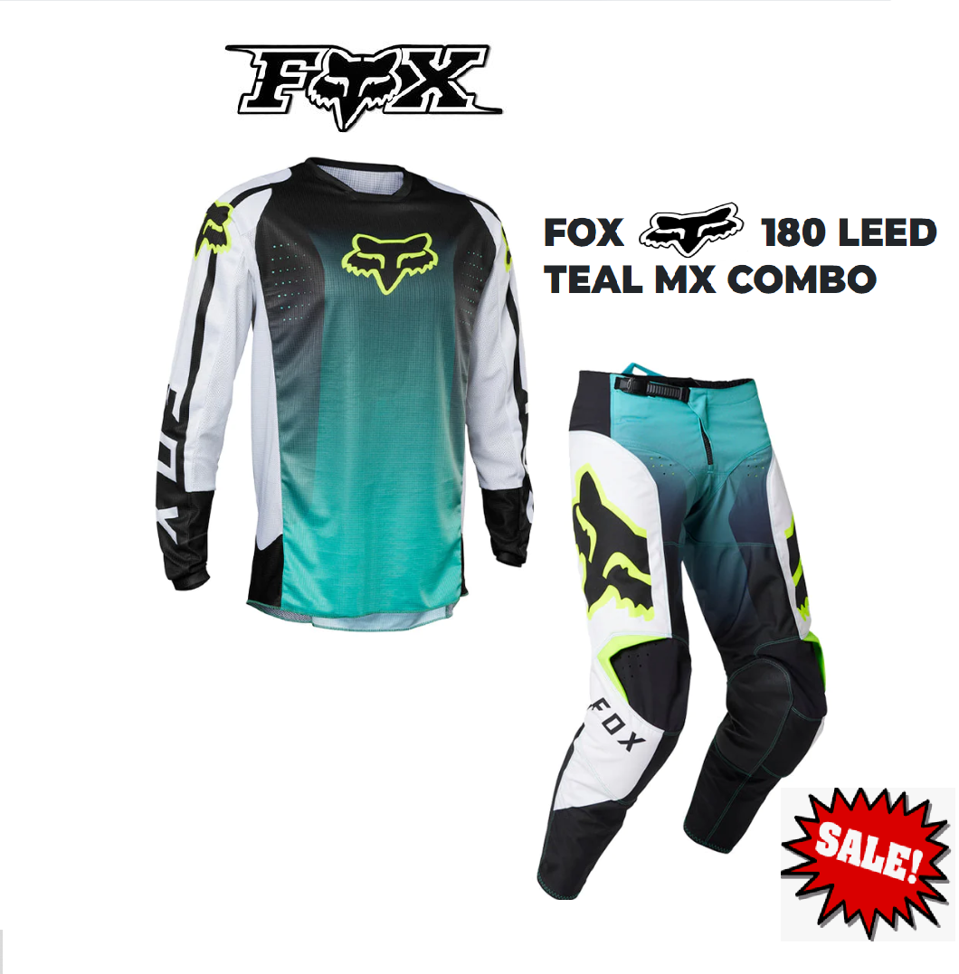 FOX LEED Motocross MX Dirt Bike Pants & Jersey 32/M (teal)