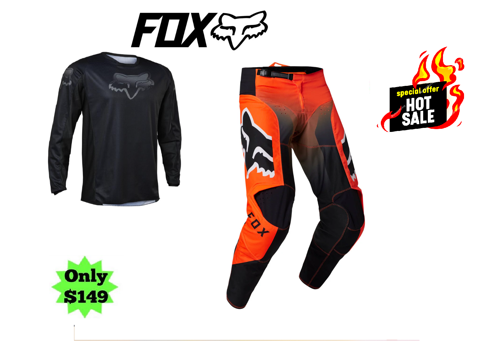 FOX LEED Motocross MX Dirt Bike Pants & Jersey 32/M KTM orange