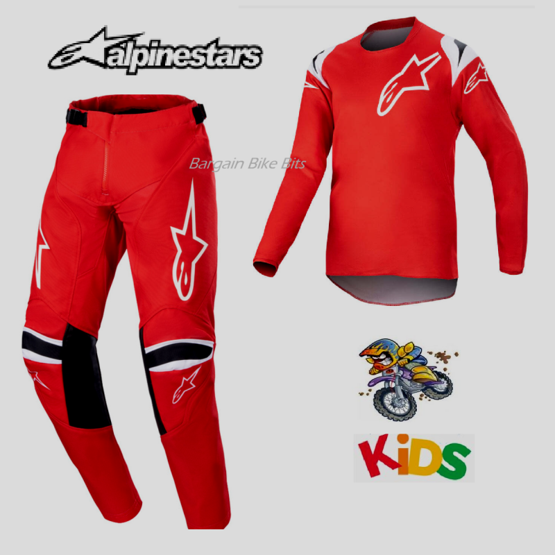 ALPINESTARS Youth Dirt Bike pants & jersey set Kids BMX MX Motocross (RED)