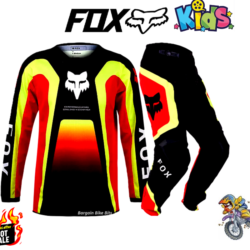 Fox Ballast Youth Dirt Bike pants & jersey set Kids BMX MX Motocross Red/black