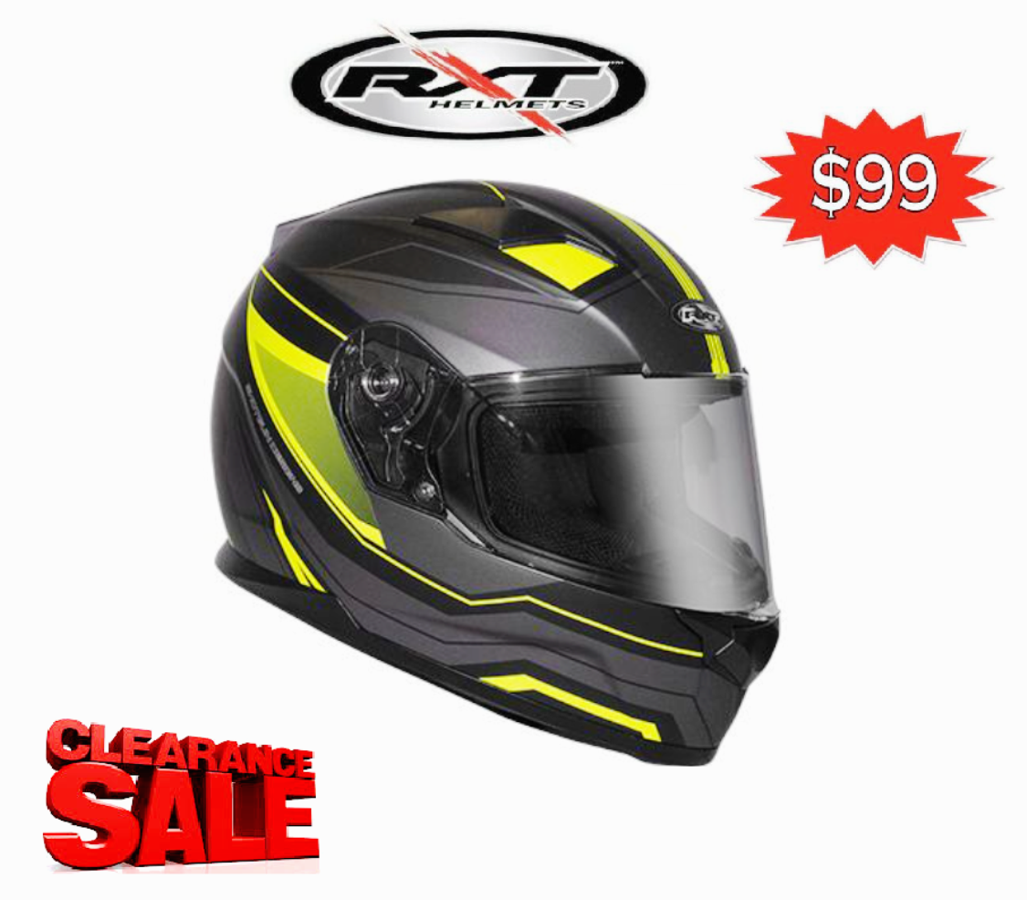 CLEARANCE! RXT 817 Street Motorcycle Road Helmet XL Black/ Hi Vis Yellow