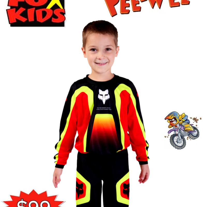 Fox Ballast PEEWEE Dirt Bike pants & jersey set Kids #5 BMX MX Red/black