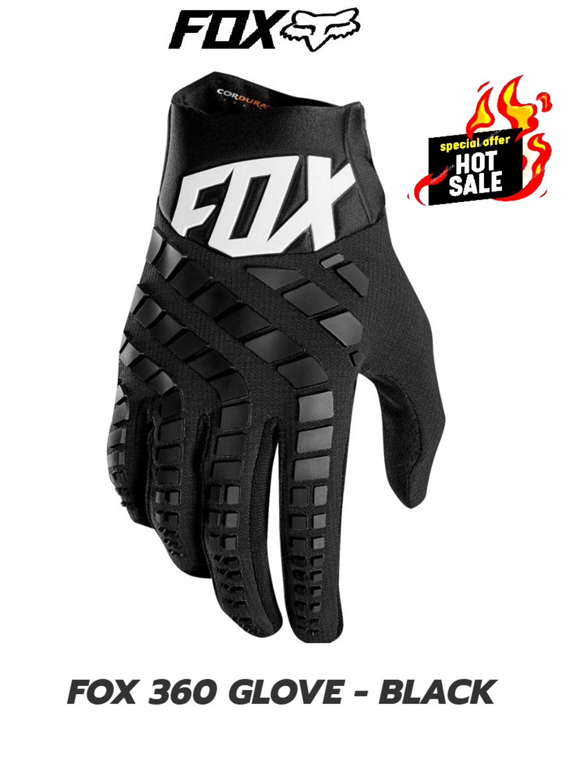 FOX 360 Motocross Dirt Bike Off Road MX Gloves Black