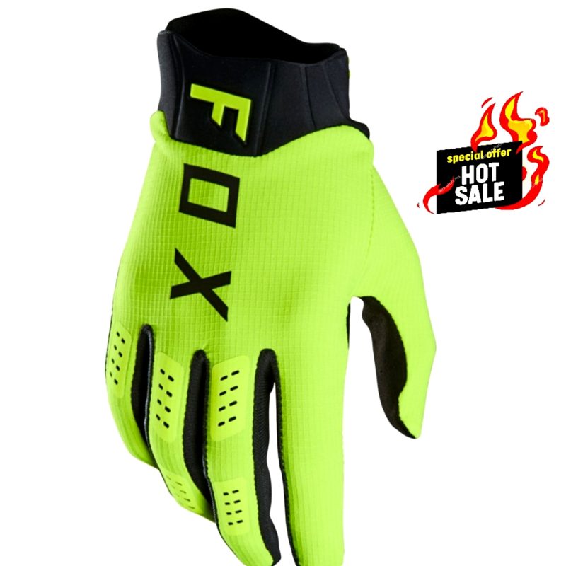 FOX Flexair Off Road Dirt Bike MX Gloves Motocross ATV (Fluro Yellow) LARGE