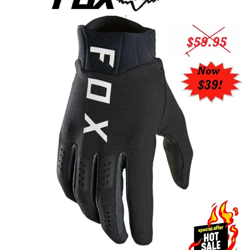 FOX Flexair Off Road Dirt Bike MX Gloves Motocross ATV (Black)