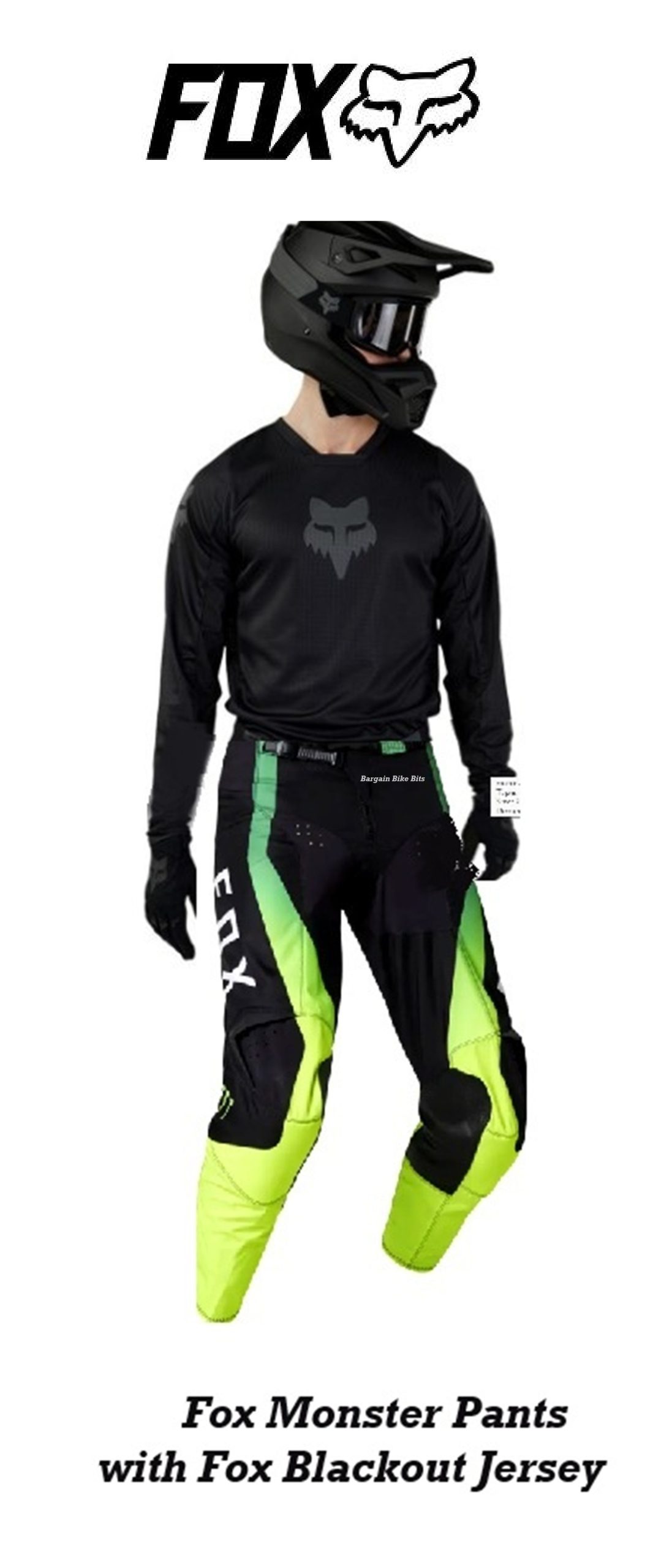 Fox MONSTER Motocross MX Dirt Bike Pants & Fox Blackout Jersey Combo