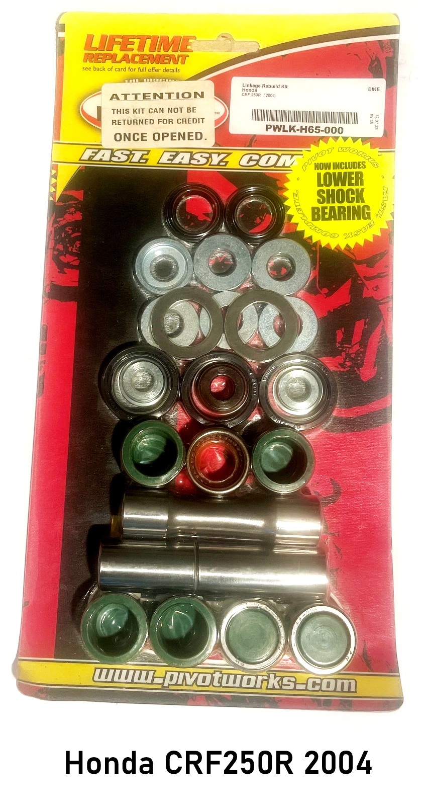 Pivot Works Linkage Rebuild Kit to suit Honda CRF250R 2004 including lower shock bearing