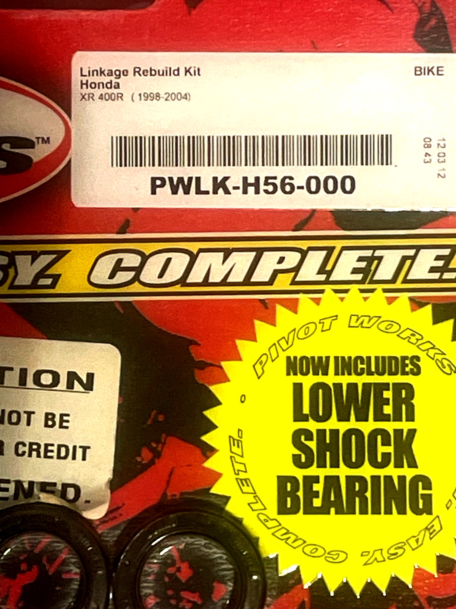 Pivot Works Linkage Rebuild Kit to suit Honda XR400 '98-'04 including lower shock bearing PWLK-H56-000