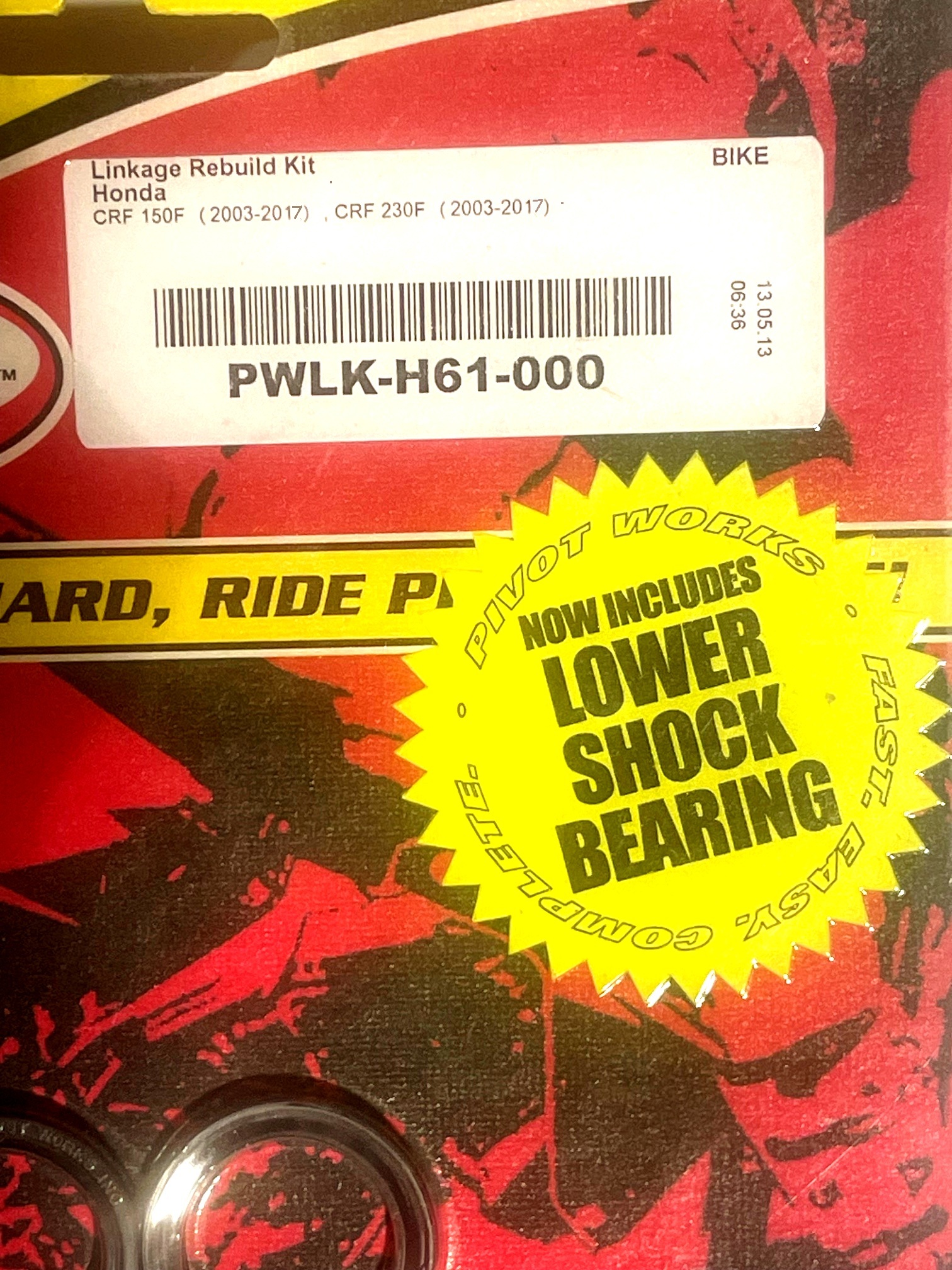 Pivot Works Linkage Rebuild Kit to suit Honda CRF150F /CRF230F 2003-2017 including lower shock bearing PWLK-H61-000