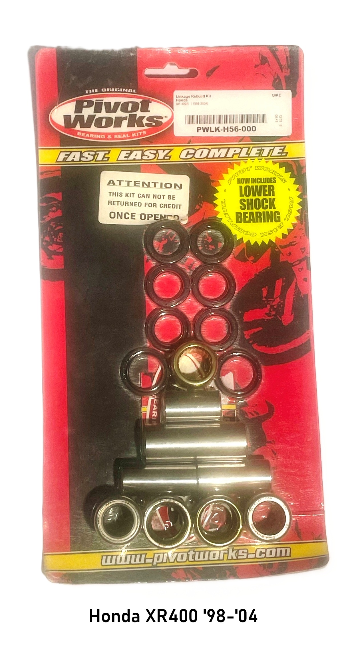 Pivot Works Linkage Rebuild Kit to suit Honda XR400 '98-'04 including lower shock bearing PWLK-H56-000